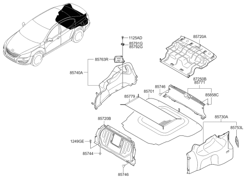 2015 Kia Cadenza Net Assembly-Luggage Floor Diagram for 857793R000