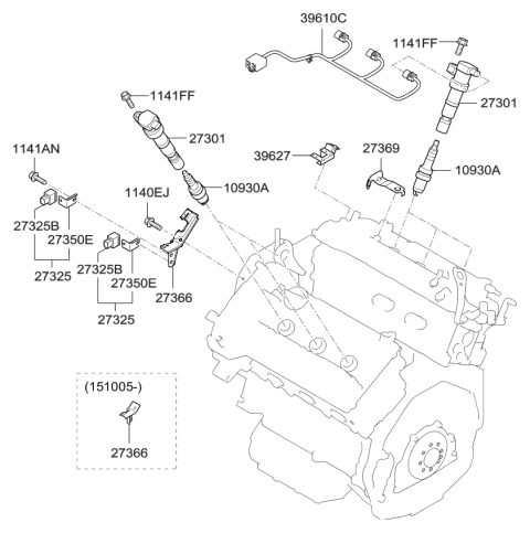 2013 Kia Cadenza Spark Plug & Cable Diagram