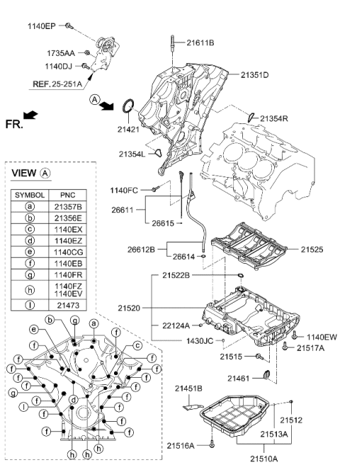 2014 Kia Cadenza Belt Cover & Oil Pan Diagram