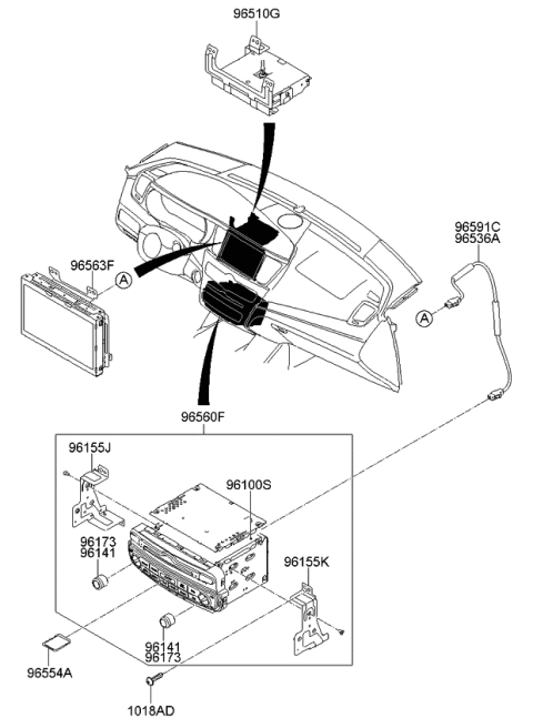 2013 Kia Cadenza Deck Assembly-Audio Diagram for 965653R105