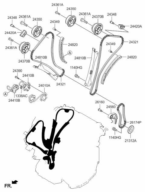 2015 Kia Cadenza Chain-Oil Pump Diagram for 243223CGA1