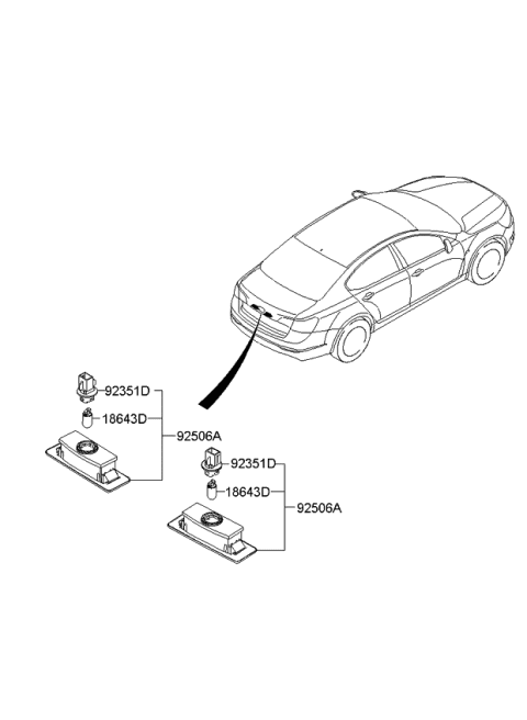 2013 Kia Cadenza License Plate & Interior Lamp Diagram