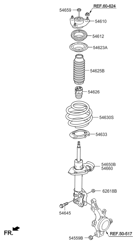 2016 Kia Cadenza Front Strut Assembly Kit, Left Diagram for 546513V281