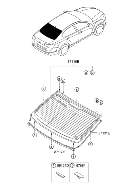 2015 Kia Cadenza MOULDING Assembly-Rear Window Diagram for 871363R000