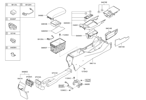 2016 Kia Cadenza Console-Floor Diagram