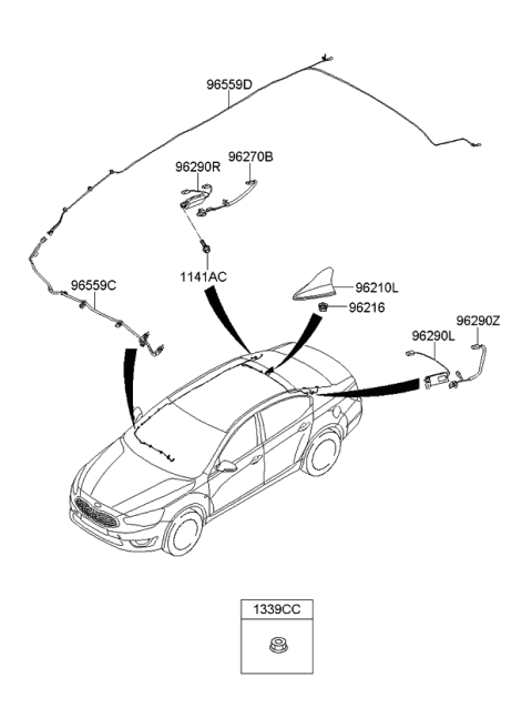 2013 Kia Cadenza Cable Assembly-Navigation Diagram for 965593R205