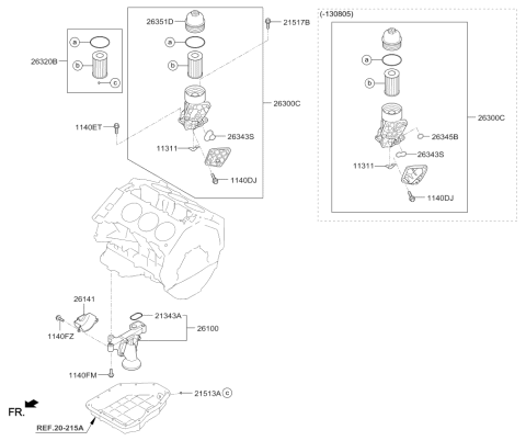 2016 Kia Cadenza Front Case & Oil Filter Diagram