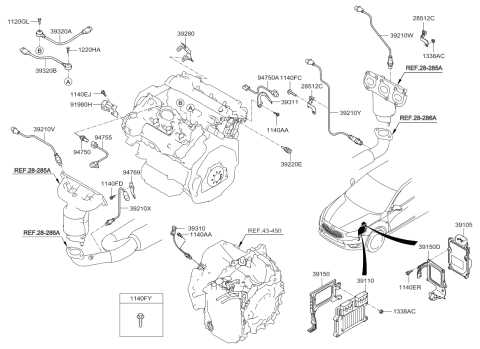 2014 Kia Cadenza Engine Ecm Control Module Diagram for 391113CGN1