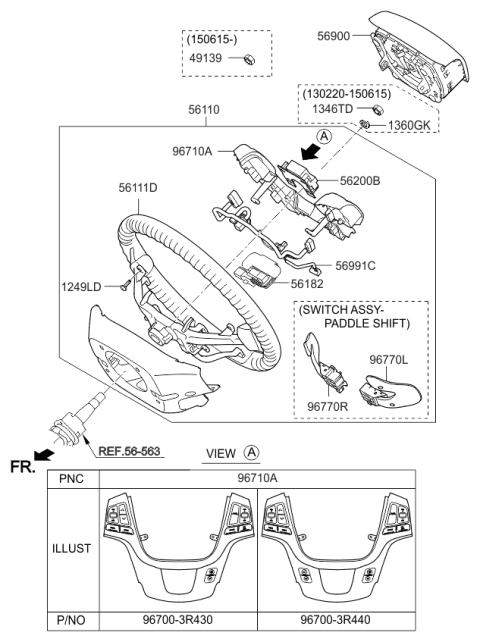 2015 Kia Cadenza Steering Wheel Body Diagram for 561202P700BG2