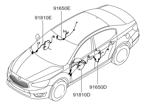 2014 Kia Cadenza Wiring Assembly-Rear Door RH Diagram for 916653R040