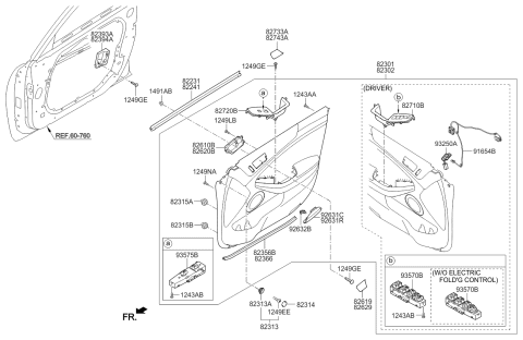 2016 Kia Cadenza Front Door Inside Handle Assembly, Right Diagram for 826203R000WK