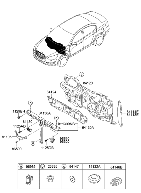 2013 Kia Cadenza Insulator-Dash Panel Diagram for 841243R001