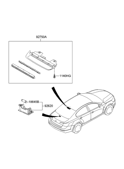 2015 Kia Cadenza Lamp Assembly-High Mounted Stop Diagram for 927003R000