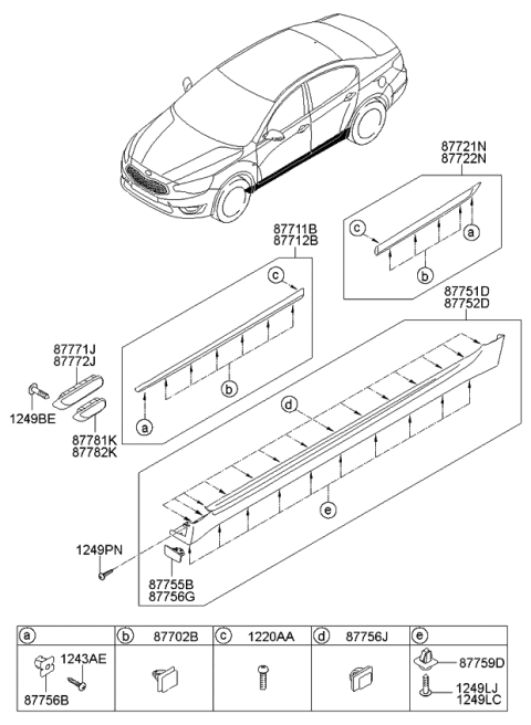 2014 Kia Cadenza MOULDING Assembly-Side S Diagram for 877523R200
