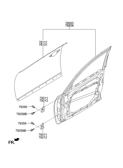 2016 Kia Cadenza Panel Assembly-Front Door LH Diagram for 760033R001