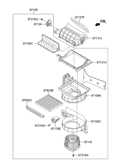 2014 Kia Cadenza Blower Unit Diagram for 971003RBF1