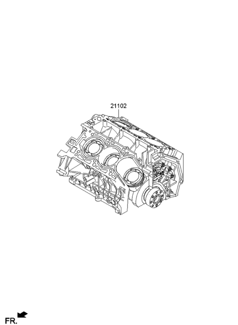 2013 Kia Cadenza Engine Assembly-Short Diagram for 290Y23CS00