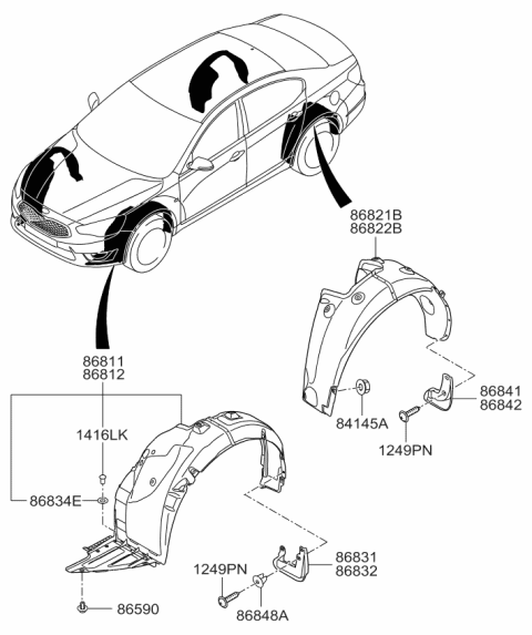 2016 Kia Cadenza Wheel Guard Diagram