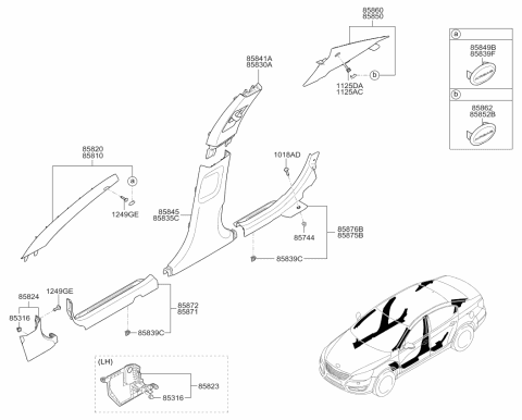 2016 Kia Cadenza Interior Side Trim Diagram