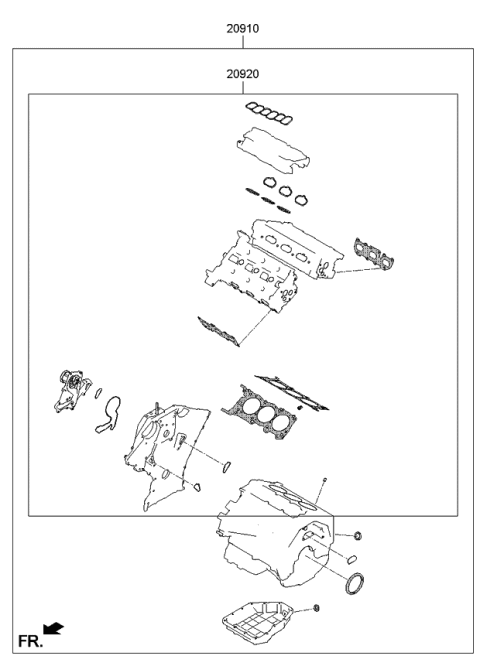 2013 Kia Cadenza Engine Gasket Kit Diagram