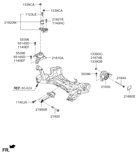 2013 Kia Cadenza Engine Mounting Bracket Assembly Diagram for 218203V300