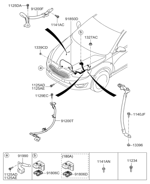 2014 Kia Cadenza Battery Wiring Assembly Diagram for 918553R541