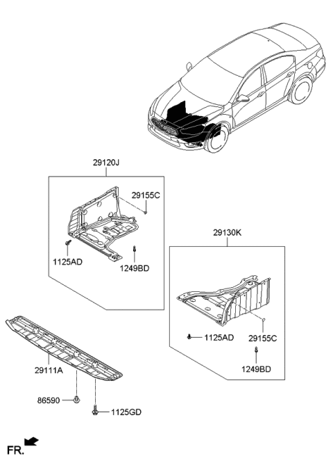 2014 Kia Cadenza Panel-Under Cover Front Diagram for 291103R500