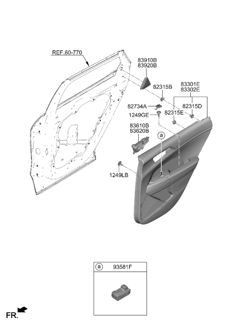 2024 Kia Sportage HANDLE ASSY-REAR DOO Diagram for 83610DW000QC1