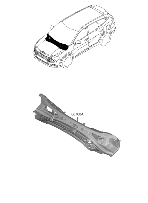 2023 Kia Sportage Gas Cowl Panel Diagram