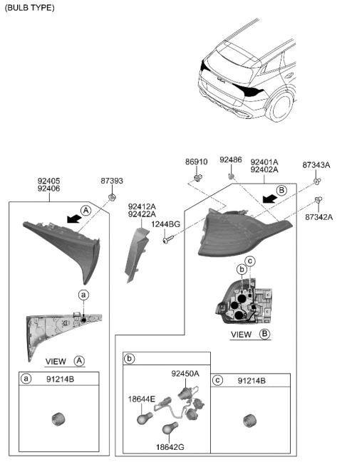 2023 Kia Sportage COVER-RR COMBINATION Diagram for 92411DW000