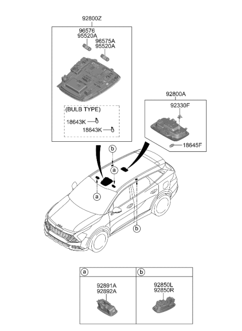 2024 Kia Sportage Lamp Assembly-Room Diagram for 92850Q5000WK