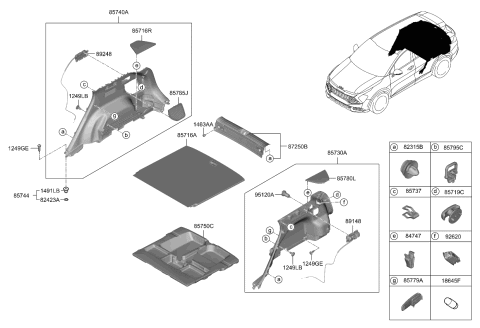 2023 Kia Sportage TRAY ASSY-LUGGAGE SI Diagram for 85737DW000WK