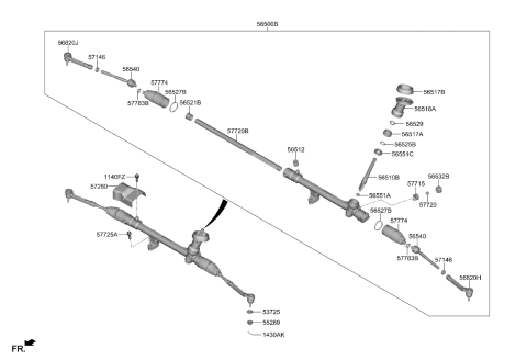 2024 Kia Sportage GEAR ASSY-STEERING Diagram for 56500CW100