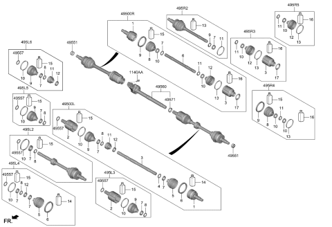 2024 Kia Sportage BEARING BRACKET & SH Diagram for 49560CW100