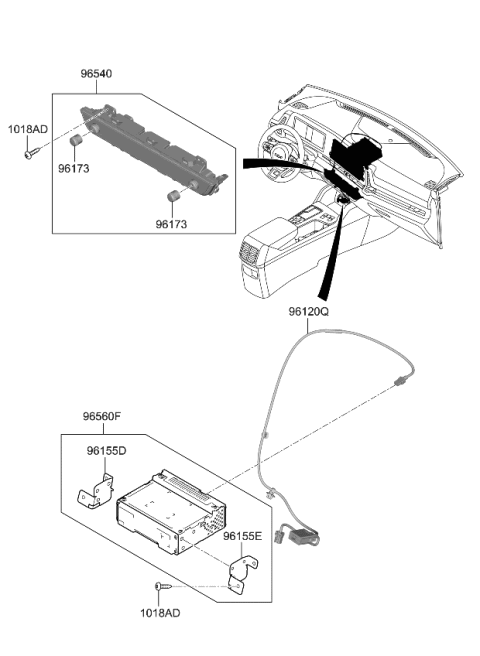 2023 Kia Sportage Head Unit Assembly AVN Diagram for 96560DW000FHL