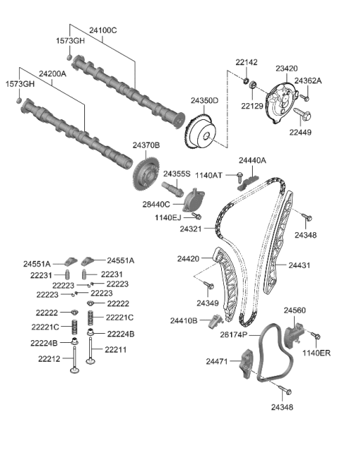 2023 Kia Sportage Gas Camshaft & Valve Diagram