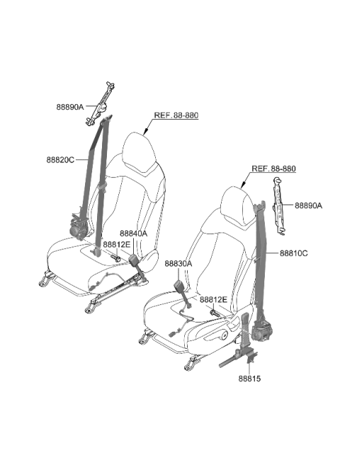 2024 Kia Sportage BUCKLE ASSY-FR S/BEL Diagram for 88840DW500WK