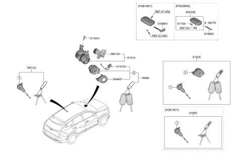 2024 Kia Sportage Key & Cylinder Set Diagram