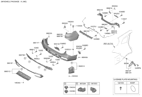 2023 Kia Sportage BRACKET-RR BUMPER,LW Diagram for 86625DWEA0