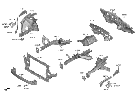 2024 Kia Sportage MEMBER ASSY-FRONT SI Diagram for 64602DW000