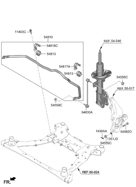2023 Kia Sportage Front Suspension Control Arm Diagram