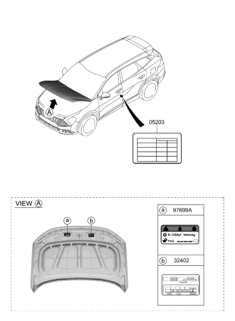 2024 Kia Sportage LABEL-TIRE PRESSURE Diagram for 05203DW430