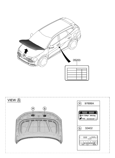 2024 Kia Sportage LABEL-REFRIGERANT Diagram for 97699R2000