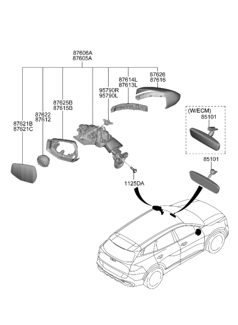 2023 Kia Sportage MIRROR ASSY-OUTSIDE Diagram for 87610P1180