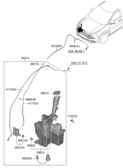 2023 Kia Sportage RESERVOIR & PUMP ASSY Diagram for 98610DW100