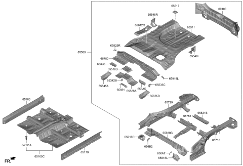 2024 Kia Sportage PANEL-REAR FLOOR Diagram for 65511DW000