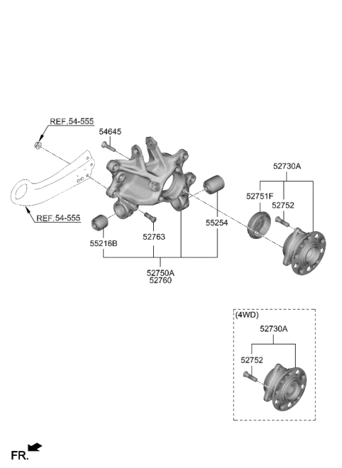 2024 Kia Sportage CARRIER ASSY-REAR AX Diagram for 52710N9200