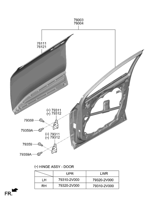 2024 Kia Sportage PANEL-FRONT DOOR OUT Diagram for 76121P1000