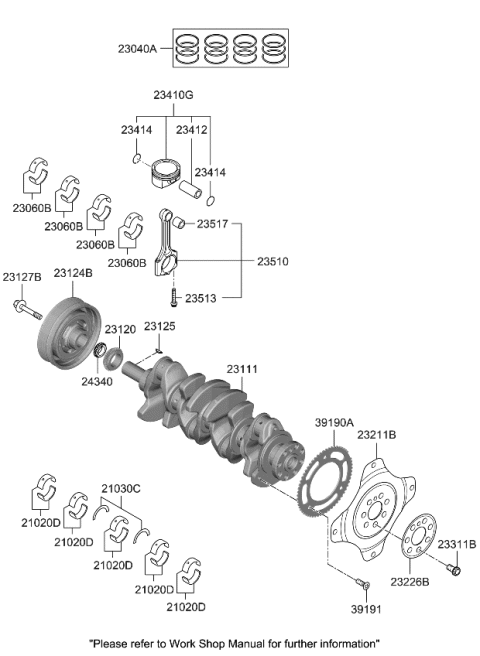 2023 Kia Sportage Gas Crankshaft & Piston Diagram