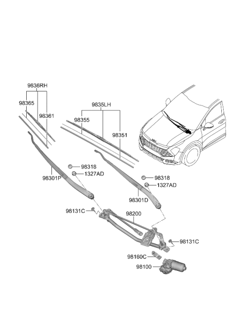 2024 Kia Sportage Gas Windshield Wiper Diagram